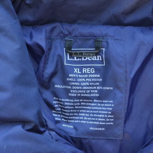 LL Bean Quilted Down Puffer Jacket Blue Size XL - Picture 3 of 6